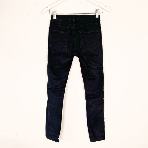 CLEARANCE - Frame Denim Le Skinny de Jeanne Distressed Black Jeans in Film Noir - Picture 3 of 8
